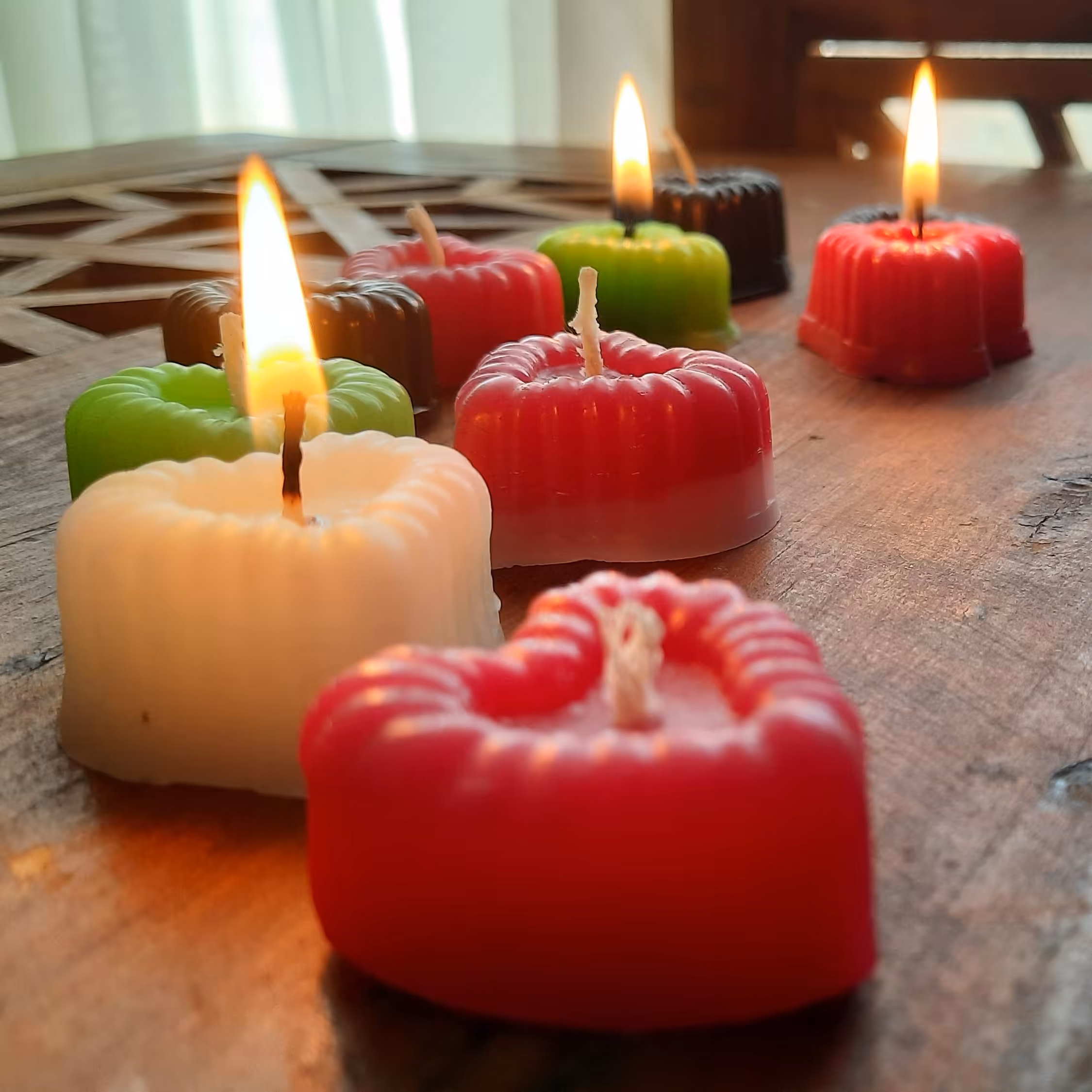 شمع قلب یا قلبی شیار دار وارمری طرح دار 3 سانتی 