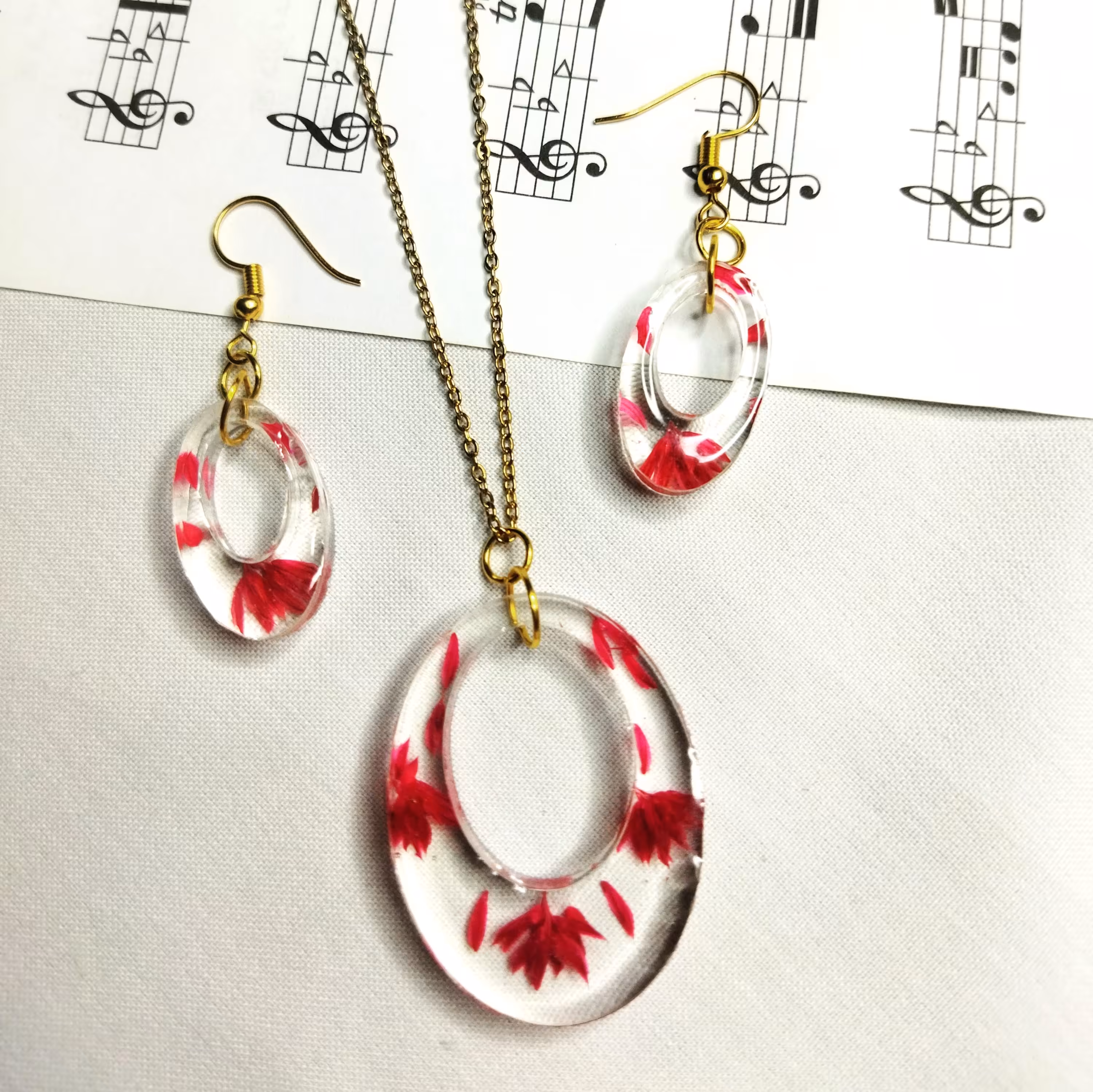 ست گوشواره و گردنبند گل گندم