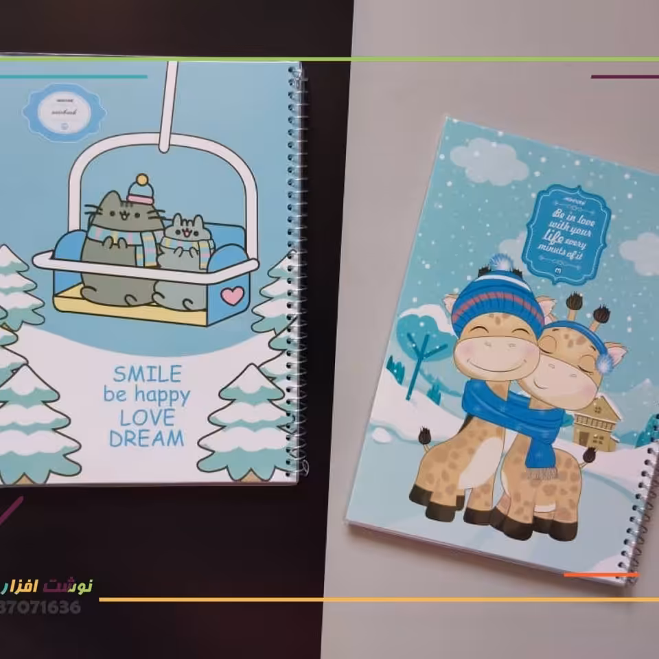 دفتر 60 برگ مکث نوت، جلد شده، سیمی، فانتزی،خط آبی