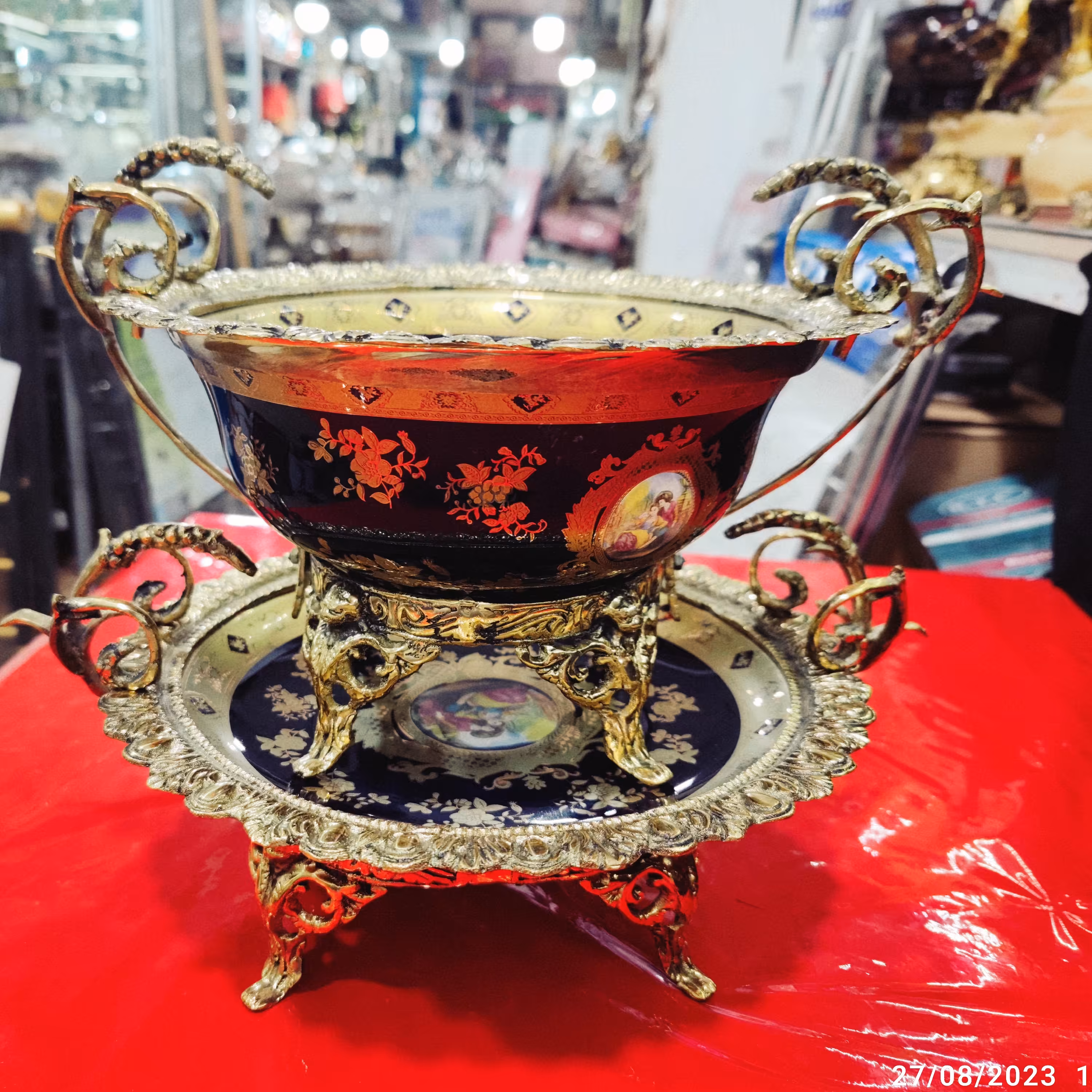 میوه خوری و شیرینی خوری  مدل گندمی برنز 