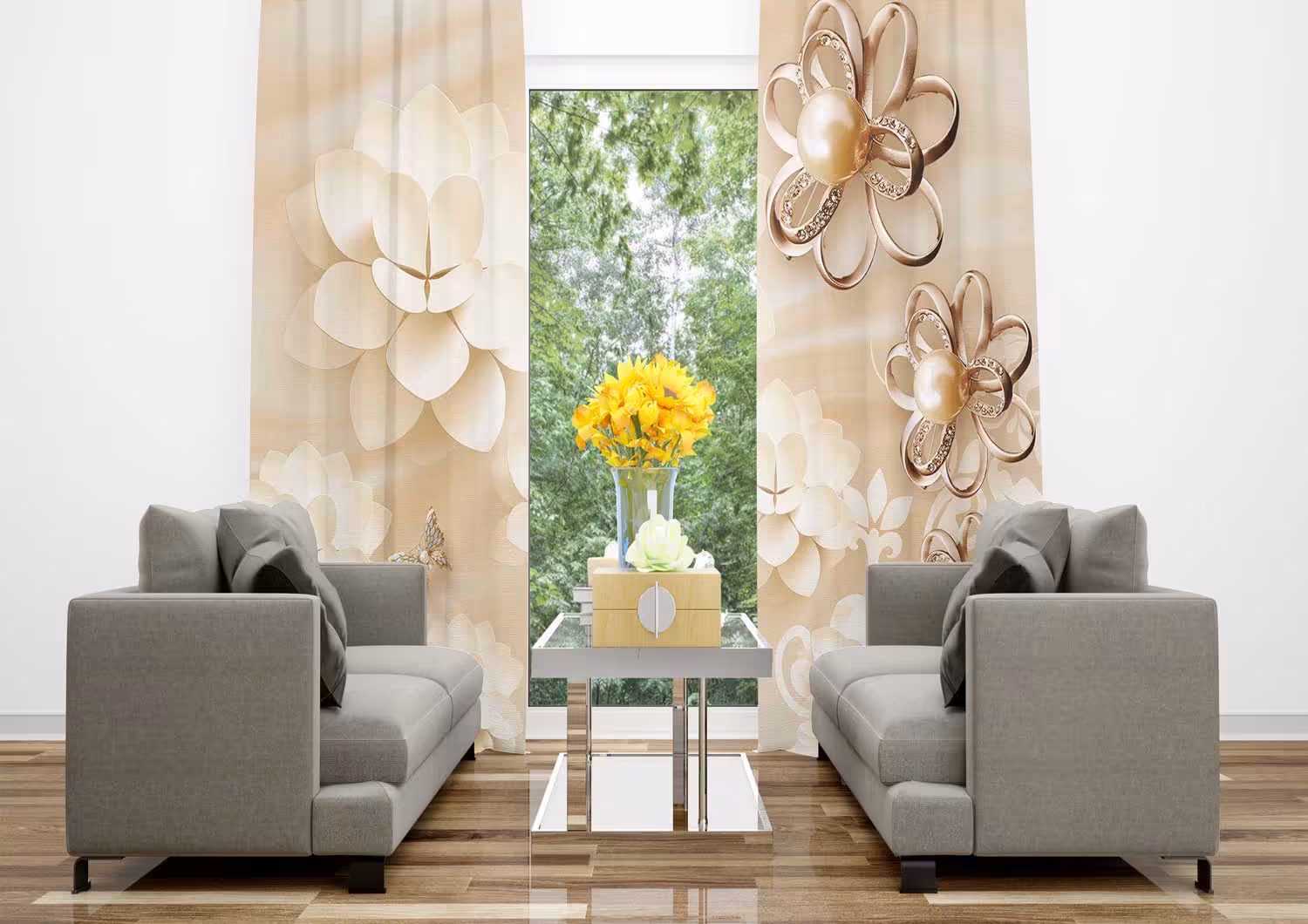 پرده تصویری گل کاغذی