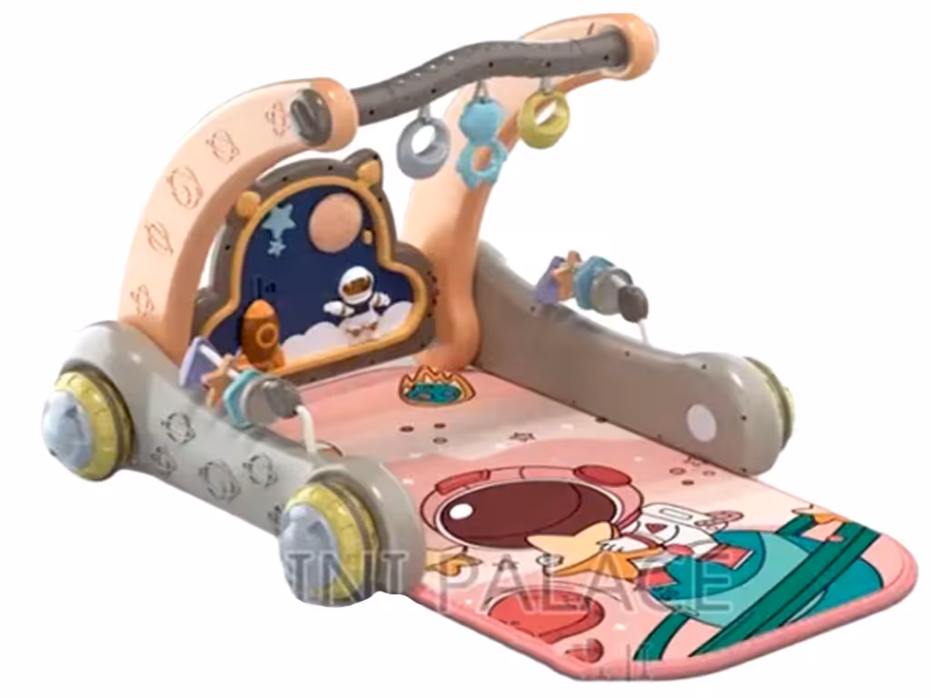واکر و تشک بازی موزیکال دوکاره کودک اسباب بازی دارای پیانو طرح فضانورد