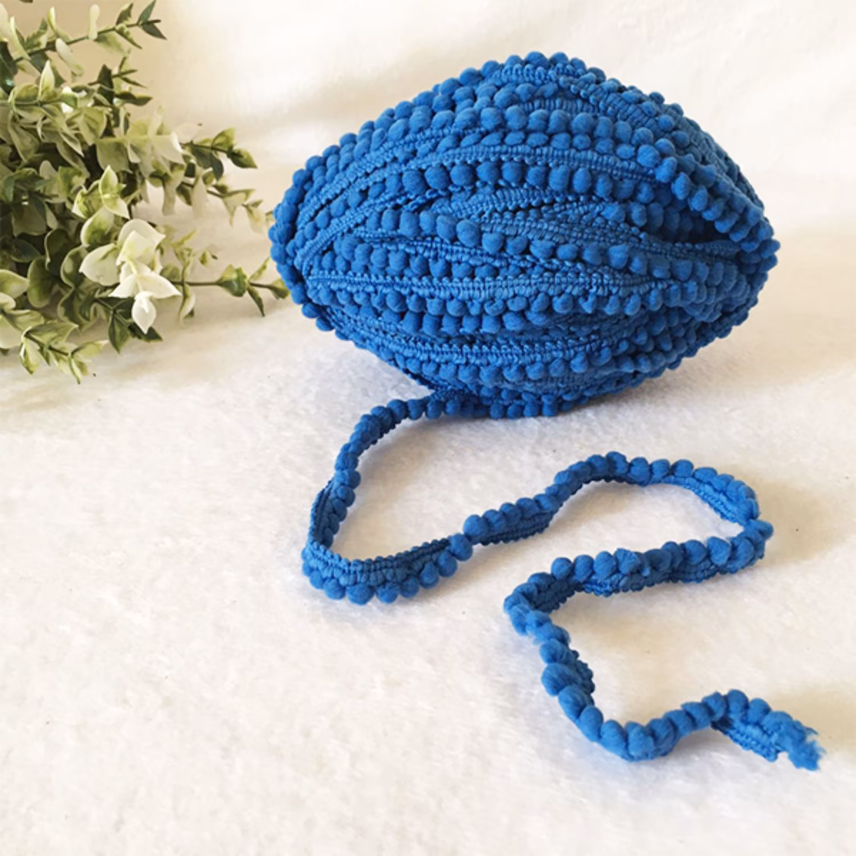 نوار پوم پوم رنگ  آبی طول 26 متر 