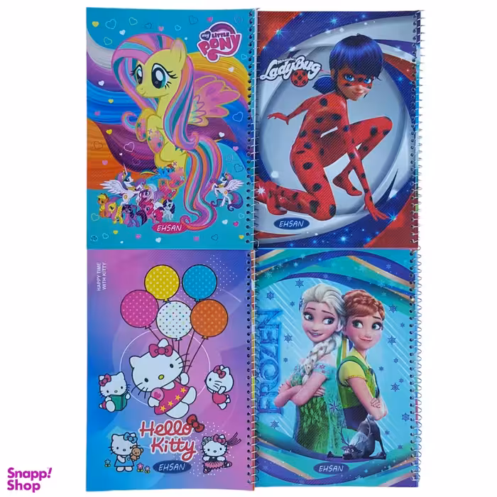 دفتر مشق 50 برگ احسان مدل فانتزی انیمیشن مجموعه 4 عددی