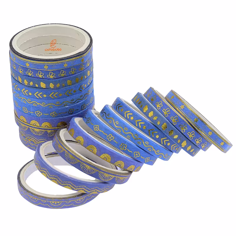 چسب نواری طرحدار 2209 یاسی و آبی واشی