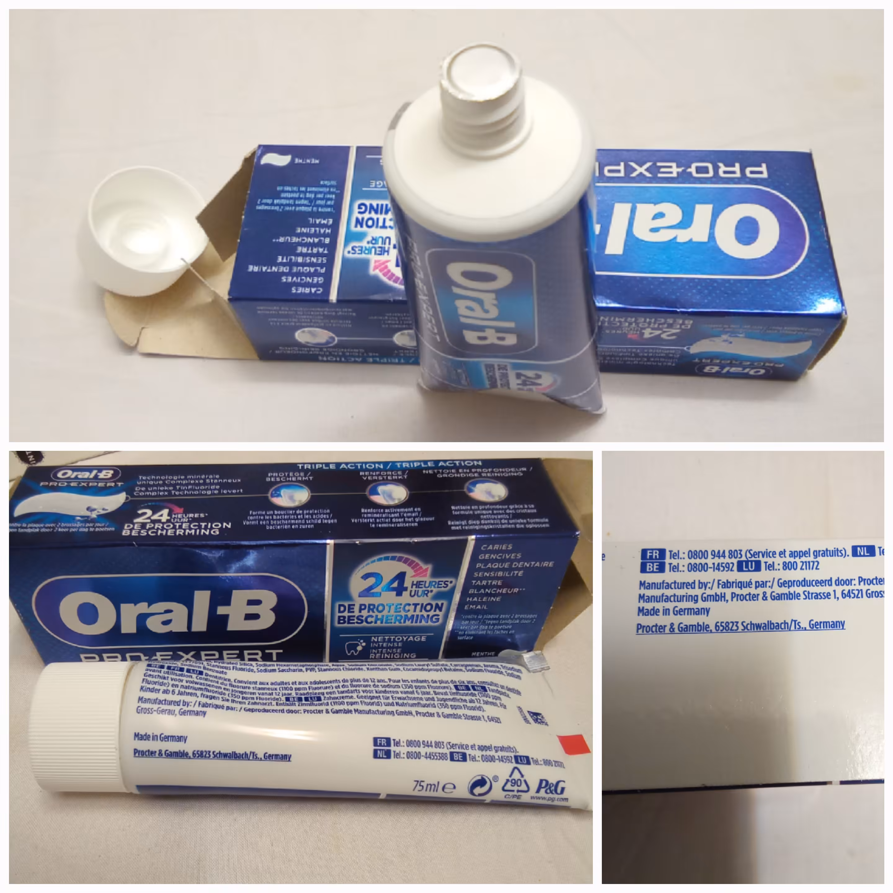 خمیردندان اورال بی 1عدد بهمراه 2عددمسواک اورال بی پرو اکسپرت5 با بارکد فرانسه(تمام موارد اورجینال و خریداری شده از هلند)