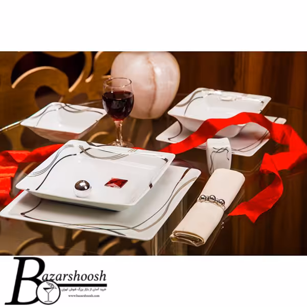 سرویس چینی غذاخوری 133پارچه تقدیس طرح حریر 18نفره فلت