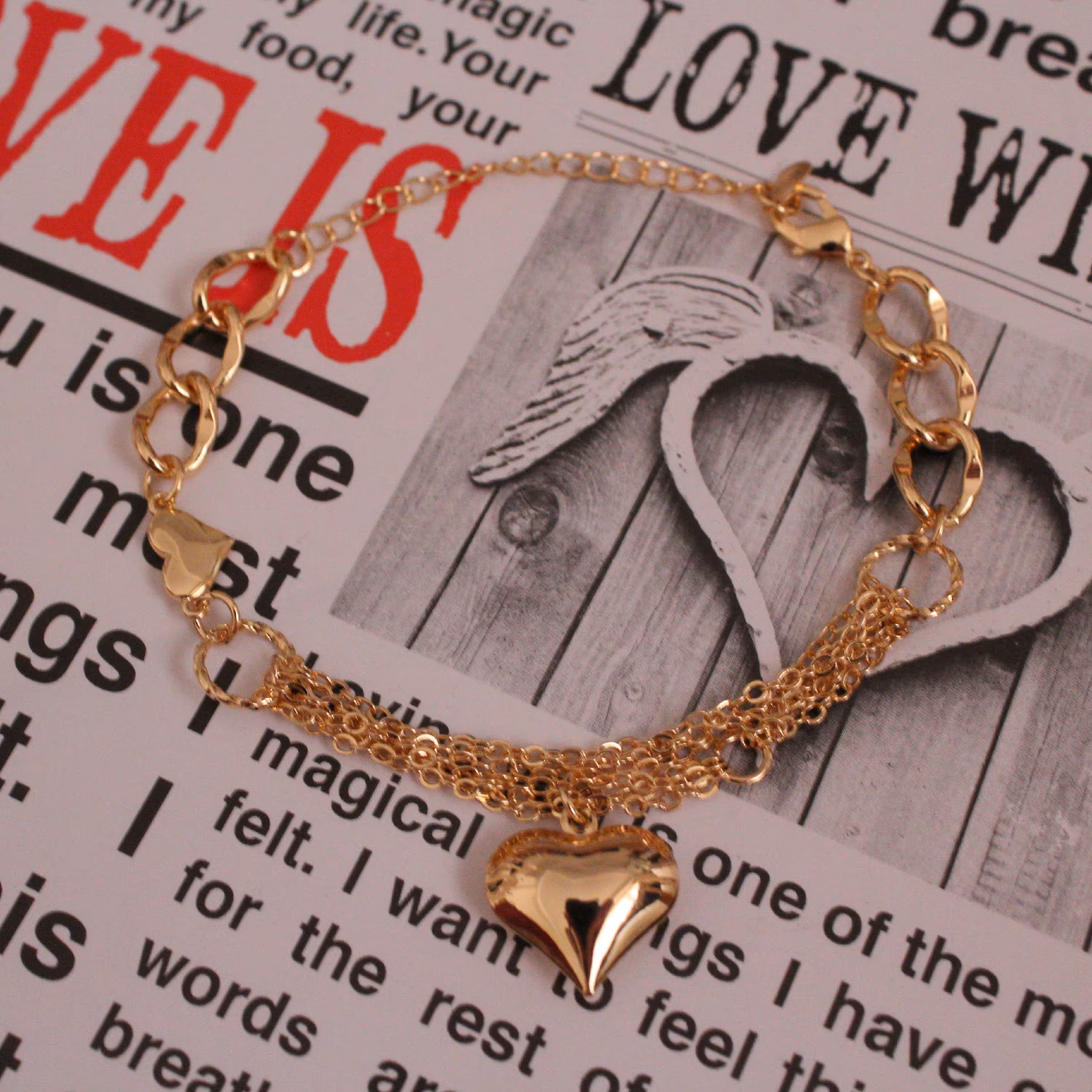 دستبند قلبی زنجیردار