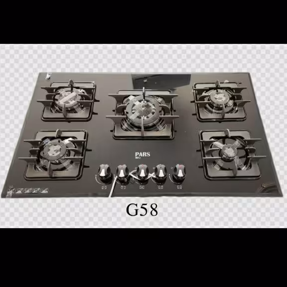 اجاق گاز رومیزی 5شعله شیشه ای ترموکوپل دار.     پس کرایه 