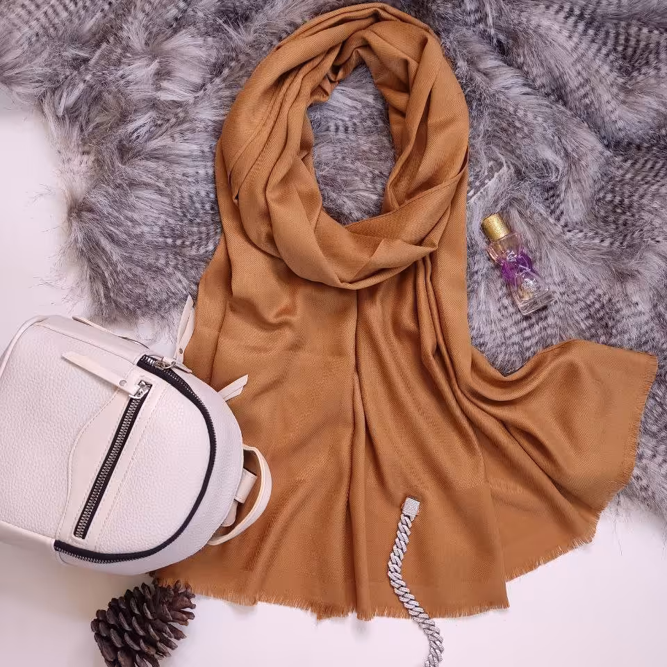 شال کجراه پاییزه دورو طرح بامبو رنگ طلایی( ارسال رایگان)