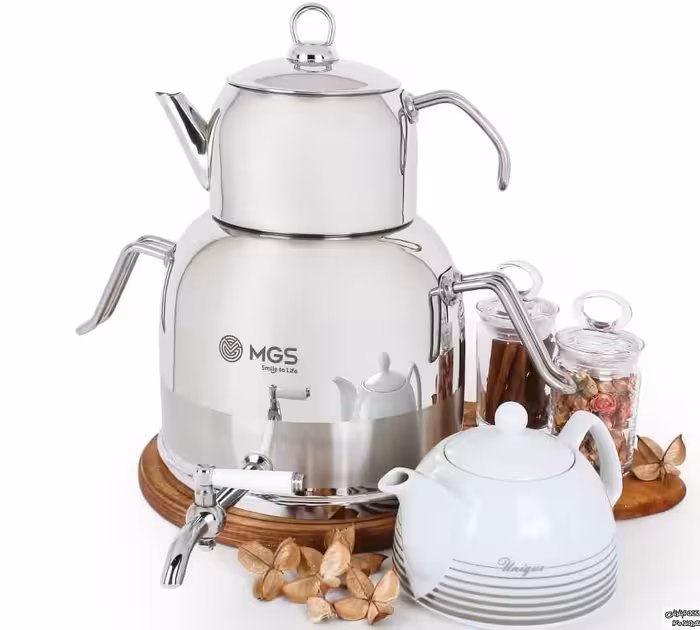 کتری قوری شیردار استیل دسته طلایی ام جی اس MGS