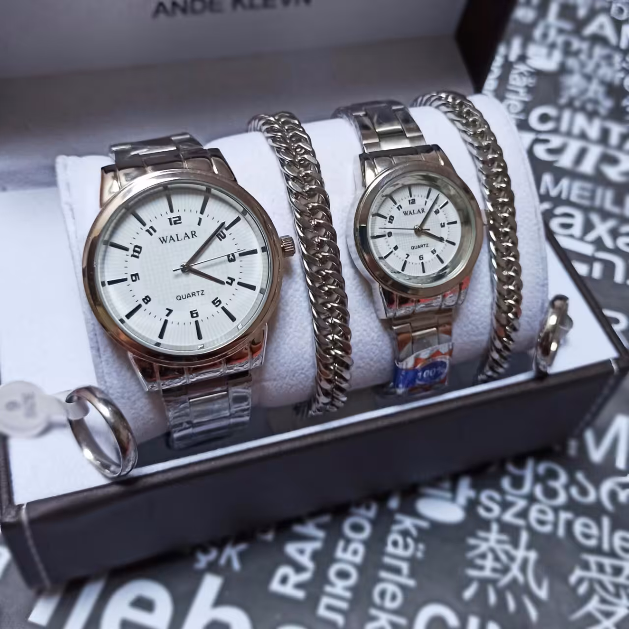 ست زنانه مردانه دستبند حلقه و ساعت والار اصلی شرکتی WALAR