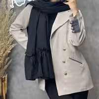 شال نخ کتان دامنی سفید و مشکی