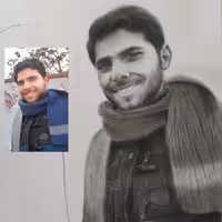 طراحی چهره سیاه قلم دو چهره  ( 50 در 70 سانتیمتر )