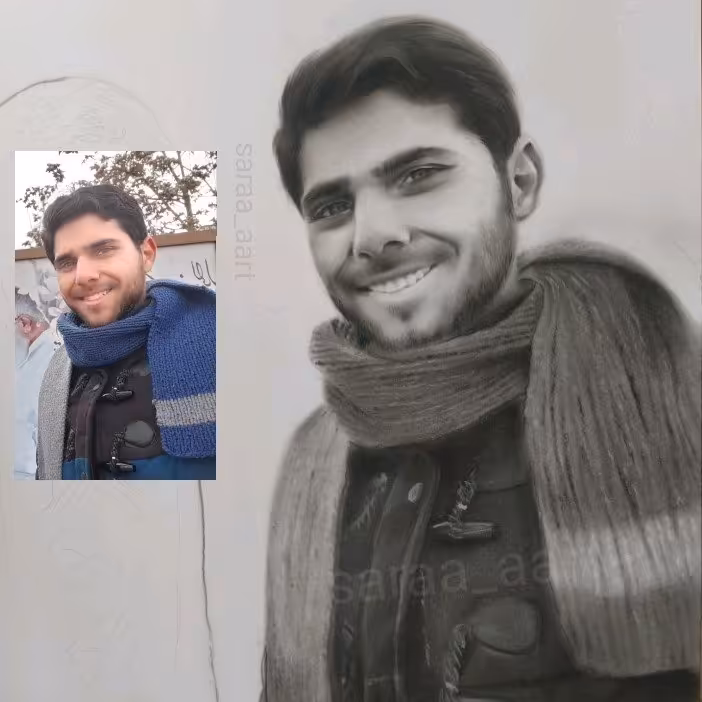 طراحی چهره سیاه قلم دو چهره  ( 50 در 70 سانتیمتر )