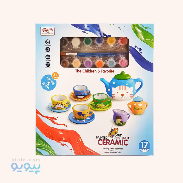 اسباب بازی ست قوری و فنجان به همراه گواش آیتم 555/diy001 عمده و کارتنی