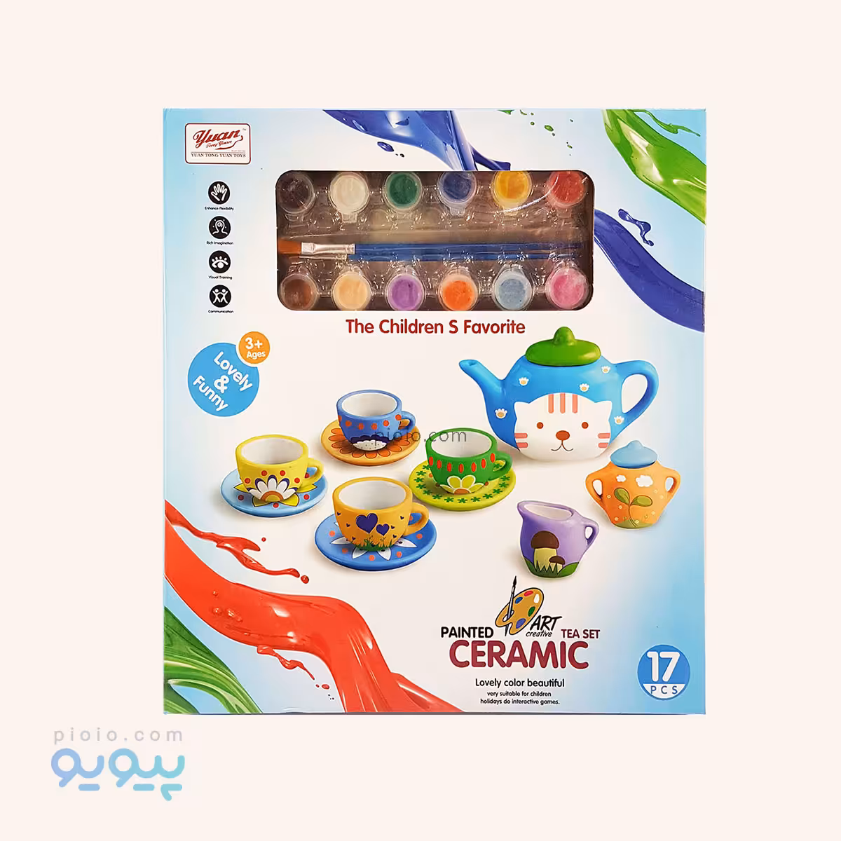 اسباب بازی ست قوری و فنجان به همراه گواش آیتم 555/diy001 عمده و کارتنی