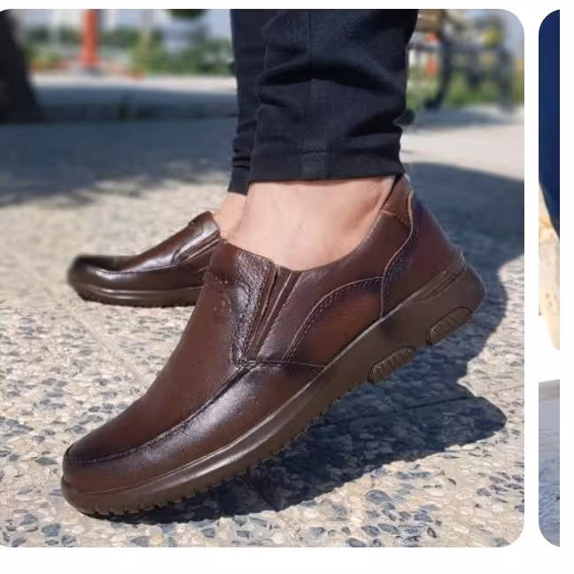 کفش طبی کشی چرم طببیعی رنگ قهوه ای 