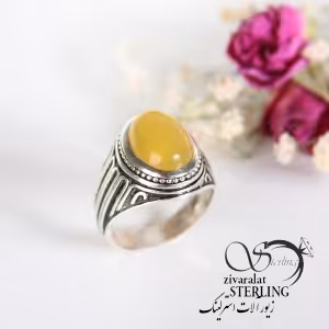 انگشتر نقره مردانه با نگین شرف الشمس کد 4199