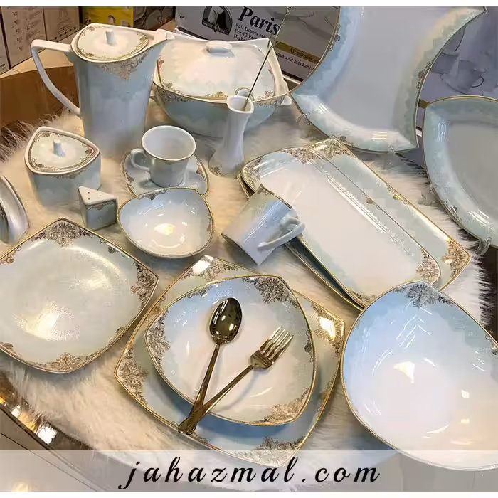 سرویس چینی پردیس طرح جنسیس فیروزه ای 105 پارچه کد 477i