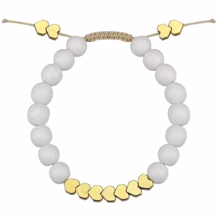 دستبند اونیکس و حدید قلب ،زنانه و دخترانه (مشکی و سفید)