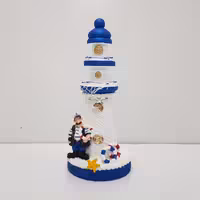 فانوس دریایی چوبی متوسط  مدل کاپیتان آبی (خرید مستقیم از تولیدکننده)