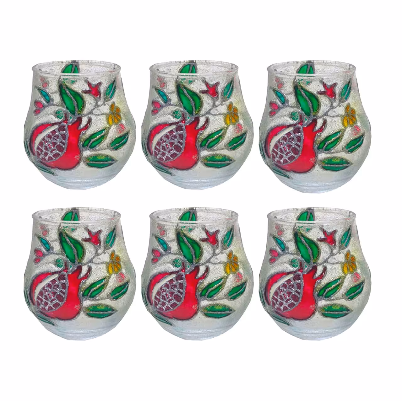 ظرف ویترای طرح انار مدل هفتسین  بسته 6 عددی