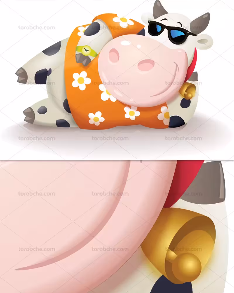 وکتور گاو کارتونی چاق | گرافیک با طعم تربچه