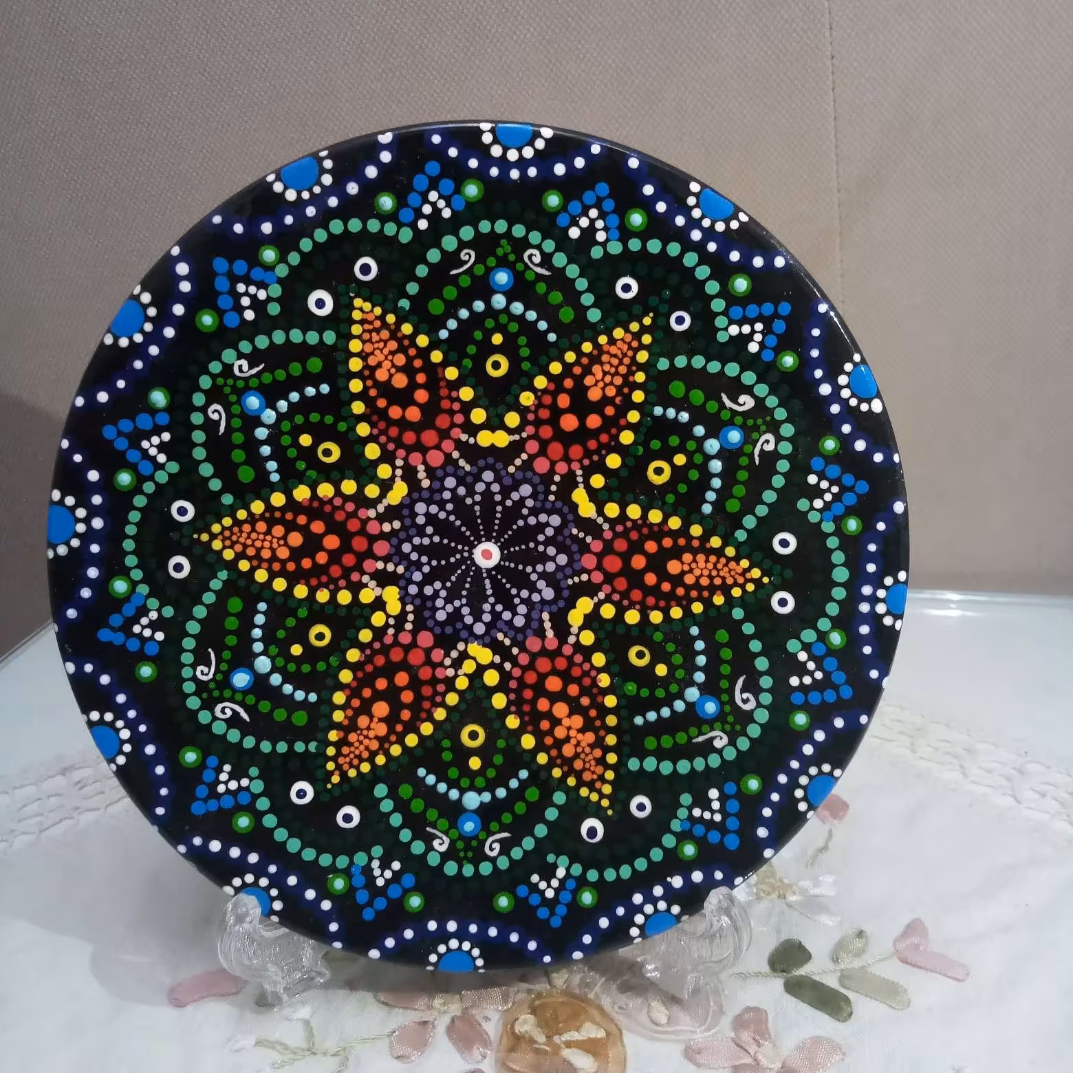 بشقاب نقطه کوبی با قطر 16 سانتی متر با لایه محافظ  کیلر