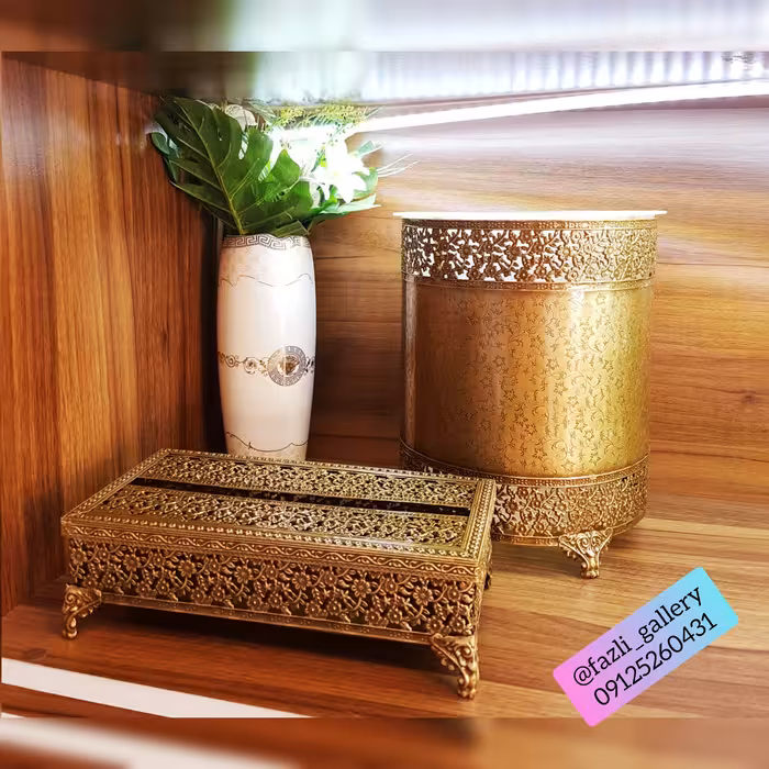 سطل و دستمال گلریز آنتیک (سطل زباله _ جای دستمال _ پذیرایی_ آنتیک)