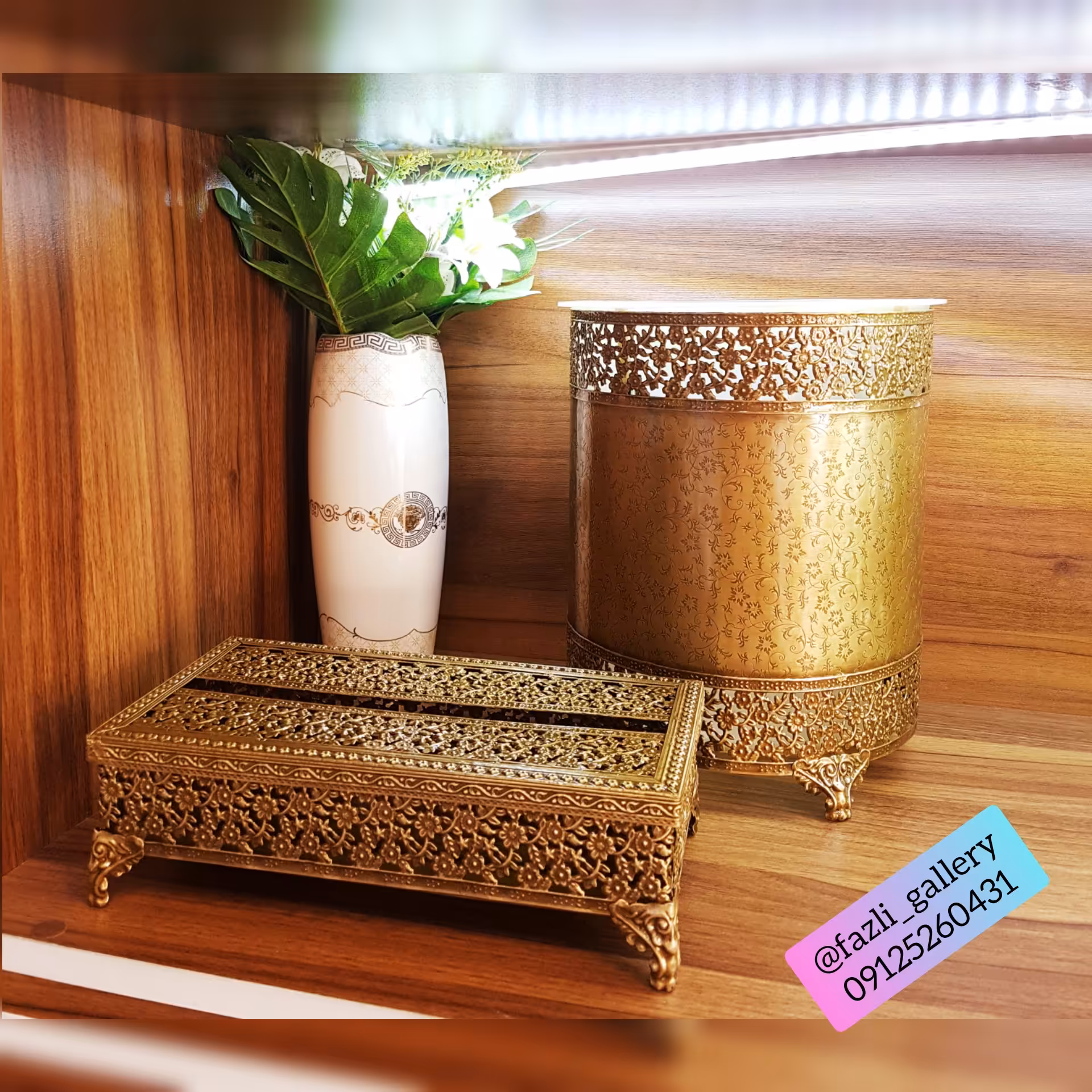 سطل و دستمال گلریز آنتیک (سطل زباله _ جای دستمال _ پذیرایی_ آنتیک)