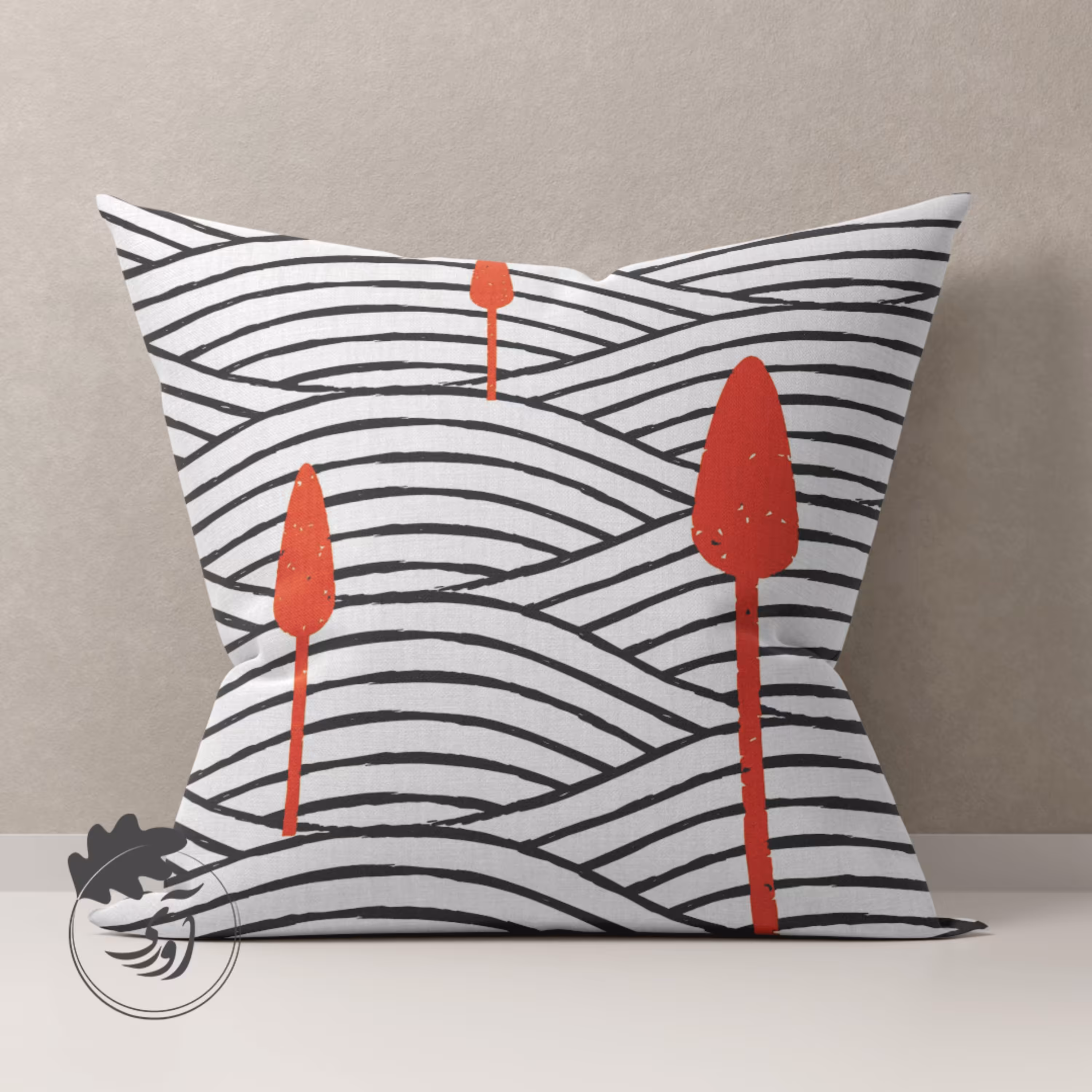 کوسن مخمل طرح سرو دشت 45 در 45 سانت