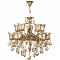 لوستر 5 شاخه دو گل کوچک تمام برنز 10 شعله همراه با ضمانت نامه 