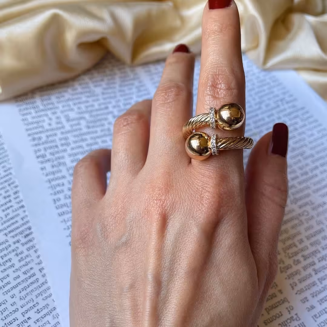 انگشتر مدل گوی با آبکاری طلا فری سایز