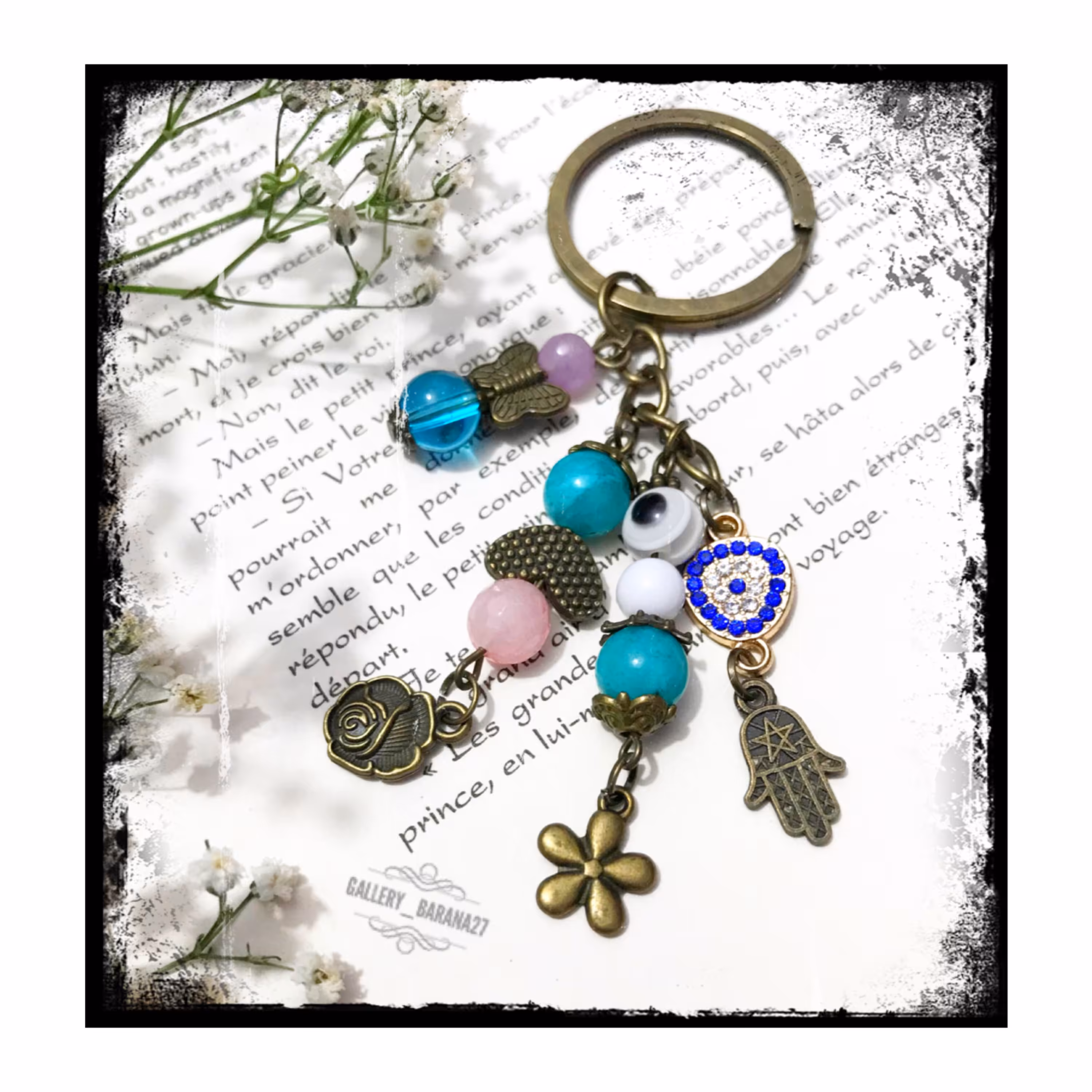 جاکلیدی زیبای چشم نظر رنگ ثابت آویز چشم نظر