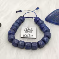 دستبند سنگ لاجورد افغان طبیعی LAPIS LAZULI .تراش استوانه.سایز 10.کیفیت درجه یک.