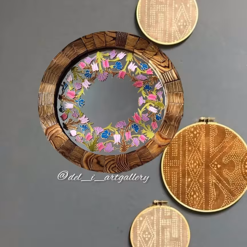 آینه ویترای ، آینه دکوری، هفت‌سین ، قاب گرد، قاب چوبی 