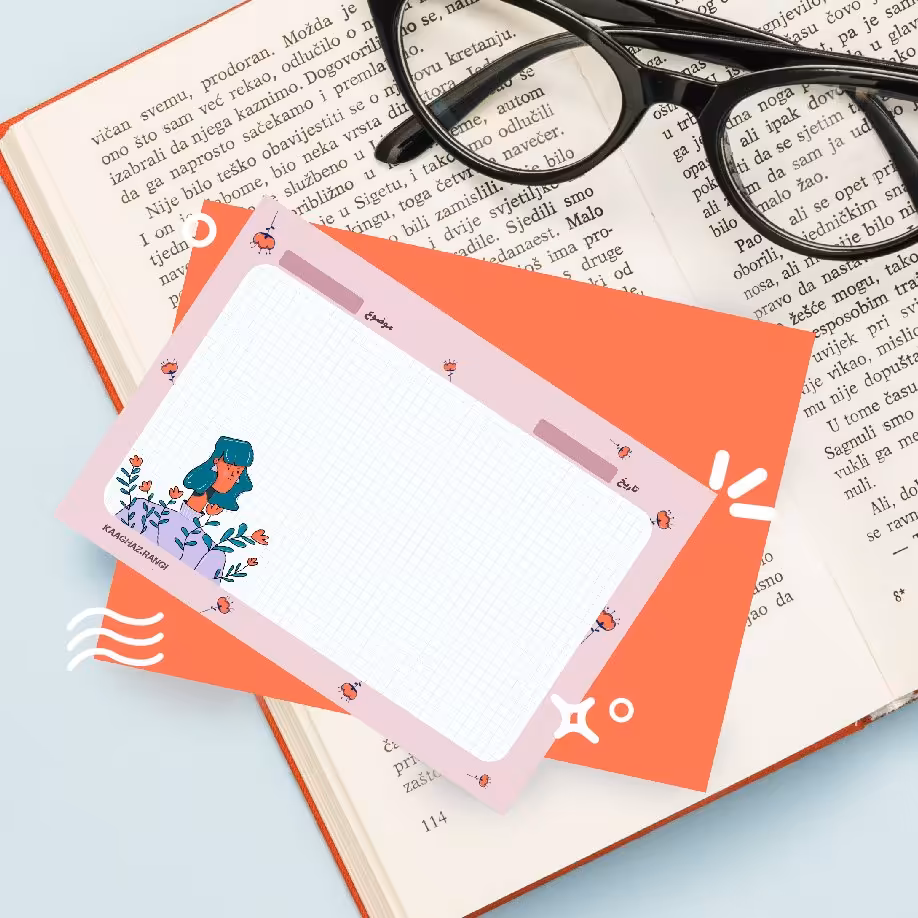 برگه یادداشت 50 برگی یک رو سایز آ6 (مدل گل بانو) جنس برگه تحریر 80 گرم درجه یک