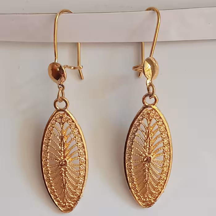 گوشواره طرح طلا مدل برگ (بدلیجات مجلسی) کد 4 رنگ طلایی