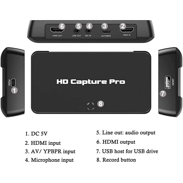 کارت کپچر ایزی کپ Ezcap 1080P Game Capture Card via HDMI/Ypbpr/AV Input with Schedule Recording/Remote Control Compatible with Nintendo Switch PS4 and PS3, Xbox one, N64, Blu-Ray ezcap295