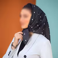 باندانا یا مینی اسکارف نخی طرح قلبی مشکی ارسال رایگان 