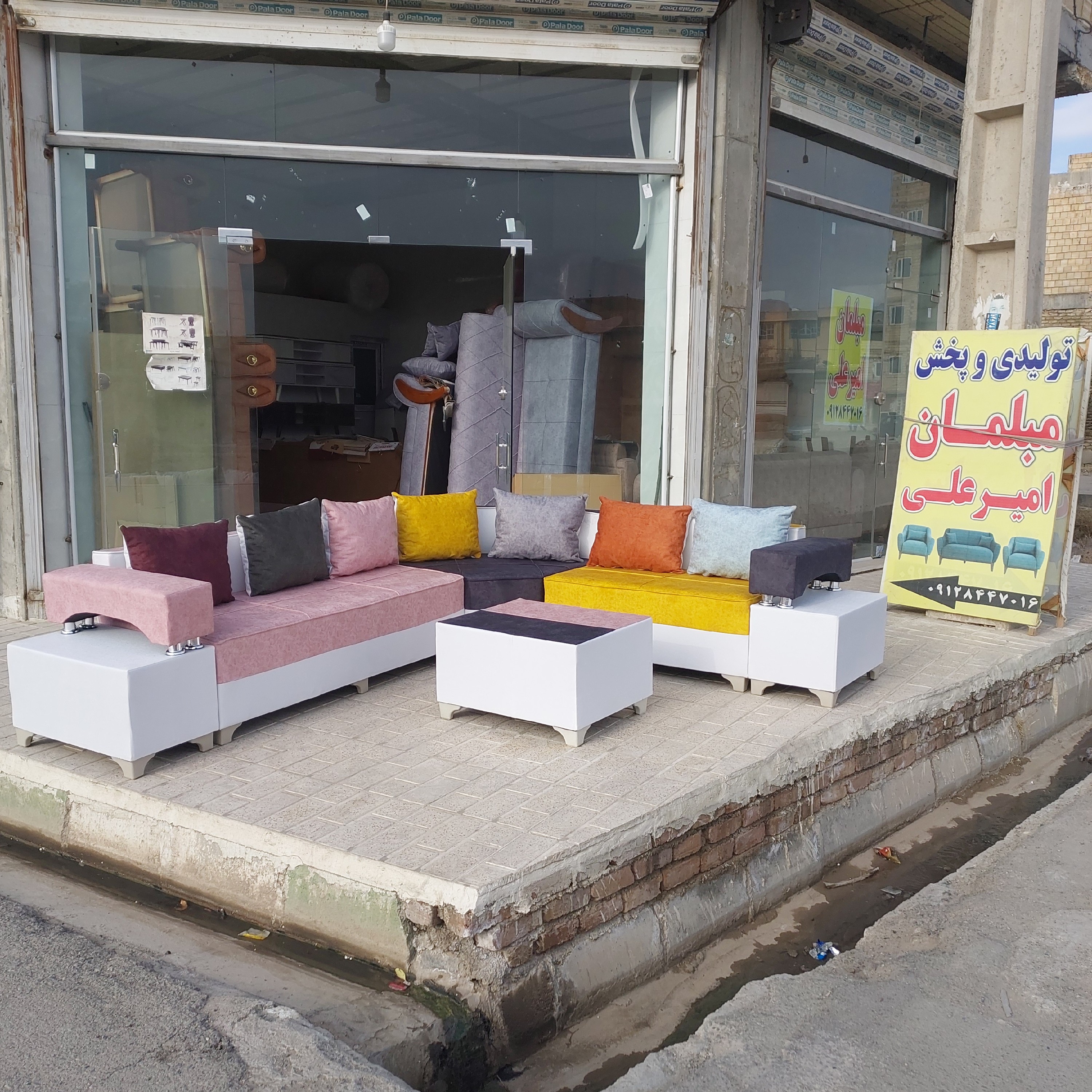 مبل ال دوبل 7نفره ترکیب تنوع رنگ و مدل وطرح به انتخاب مشتری