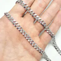 زنجیر نقره ایتالیا با روکش طلا سفید کد 7