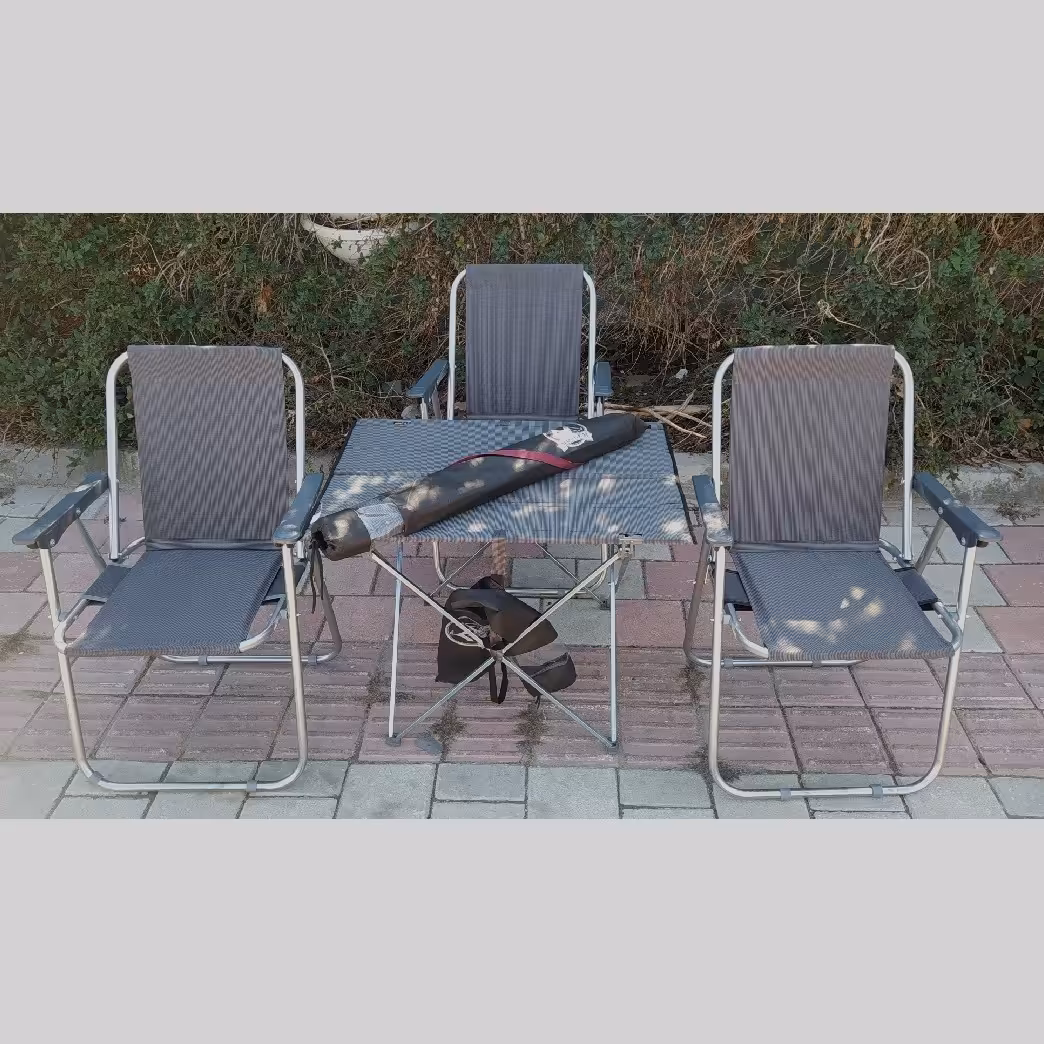 صندلی مسافرتی رنگ ذغالی ( ست 3 نفره)