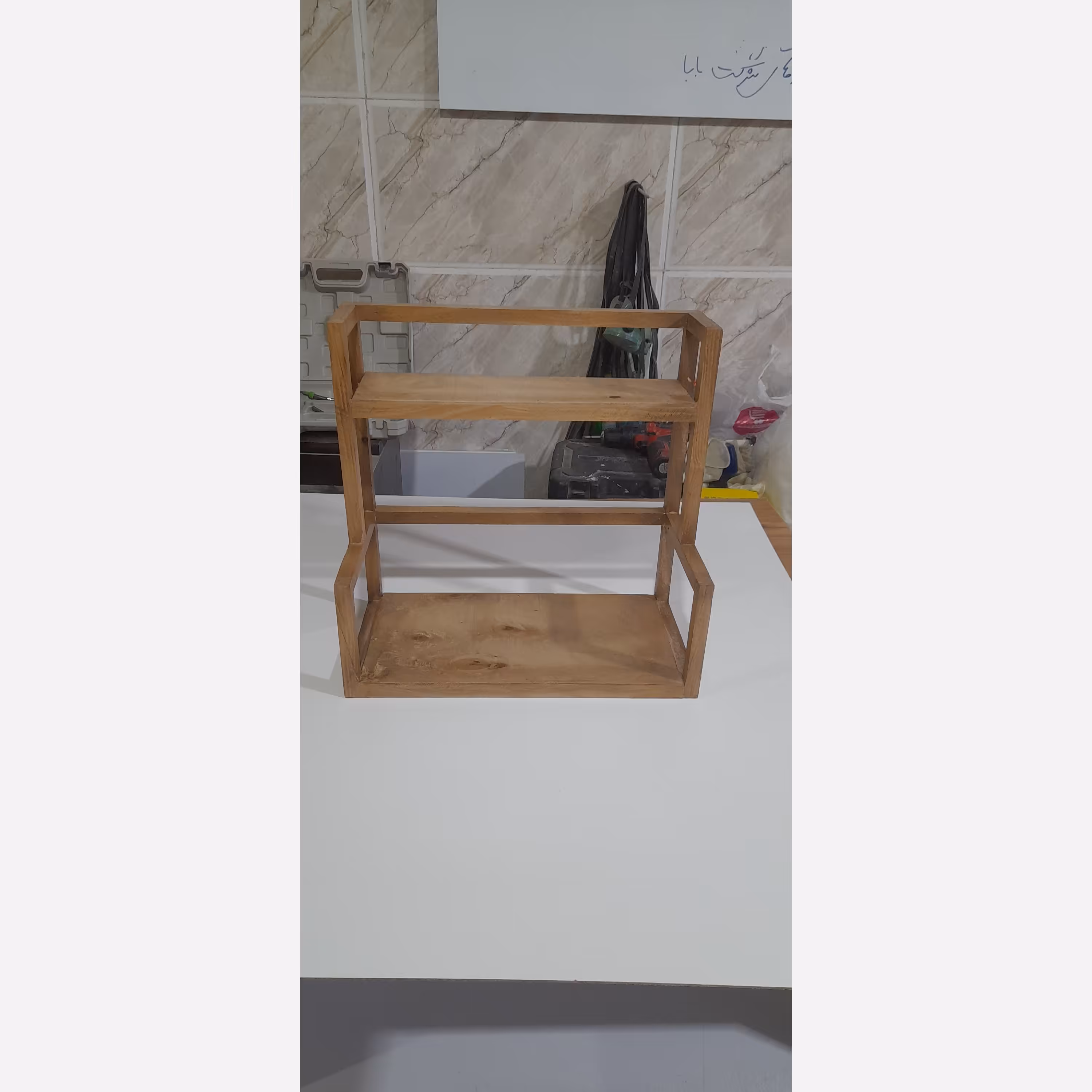 استند و جا ادویه ای تمام چوبی پله ای دو طبقه