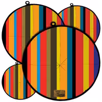 دمکنی ست چهار تکه پارچه ای مخمل دو رو چاپ طرح راه راه سایز 20، 25، 30 و 35 مدل B21-87 شرکت رنس