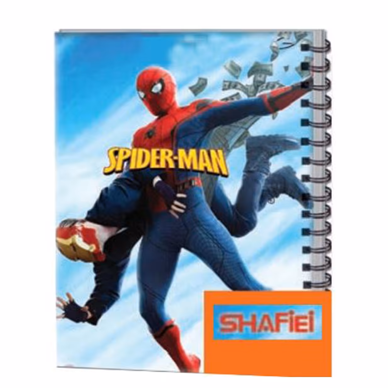 دفتر مشق 50 برگ  فانتزی طلقی فنر دوبل یووی اکلیلی شفیعی طرح مرد عنکبوتی کد 36