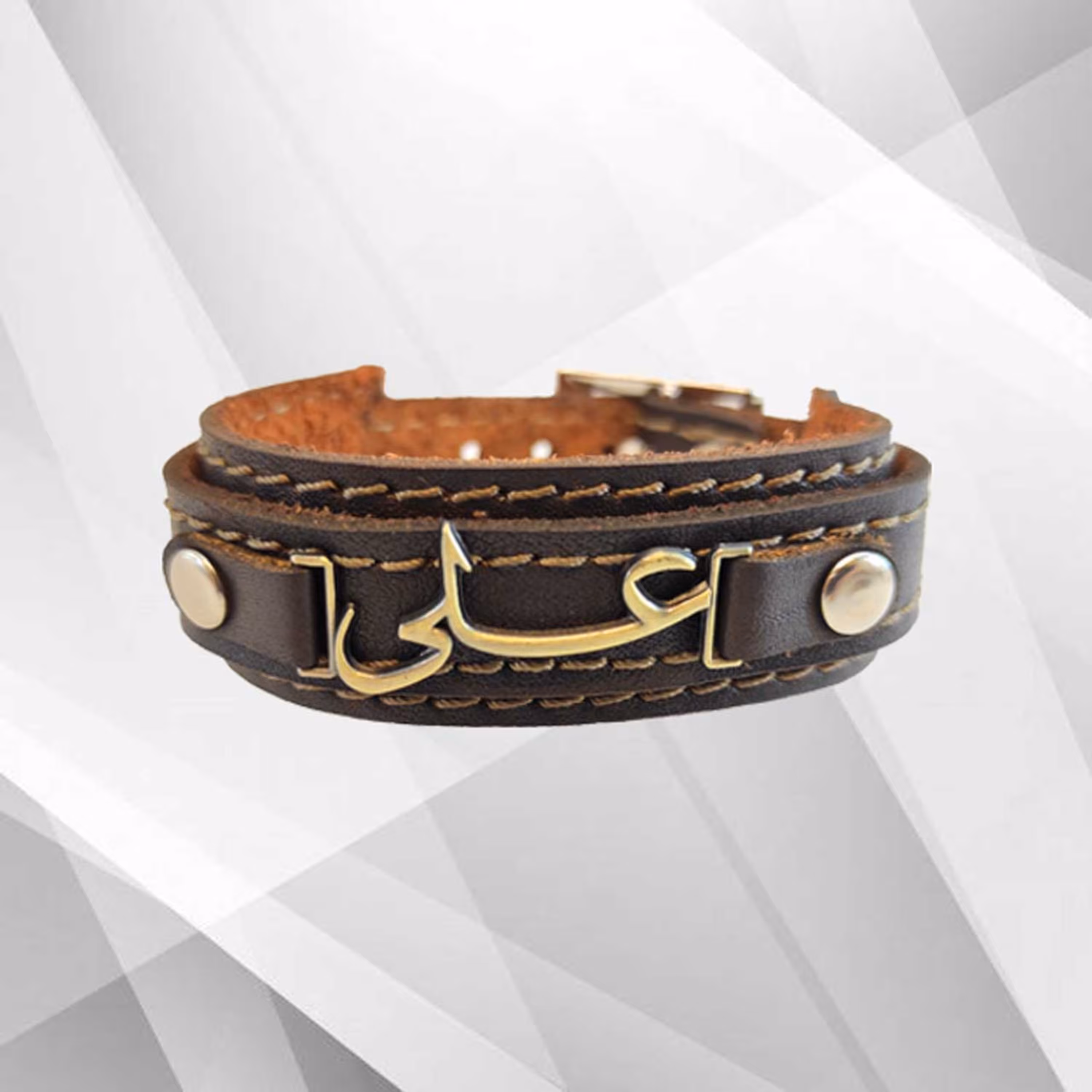 دستبند چرم طبیعی با پلاک علی