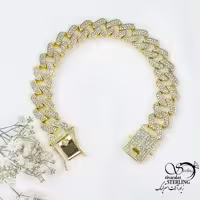 دستبند کارتیر طلایی با نگین اتمی کد 15994