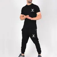 ست تیشرت و شلوار لویس ویلتون LV آستین کوتاه رنگ مشکی